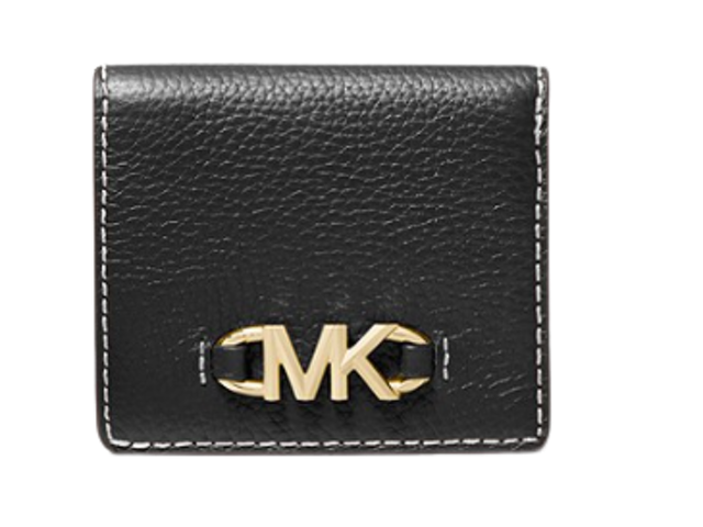 Michael Kors Izzy Small Logo Embellished Pebbled Leather Billfold Wallet 1